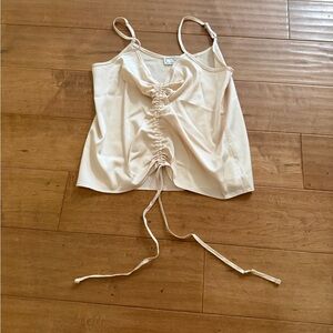 Hippie Rose Ruched Small Beige Tank Top